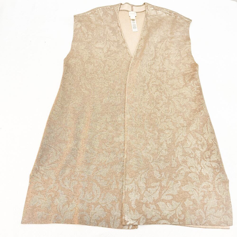 Chico's Embossed Patterned Open Long Sleeveless C… - image 2